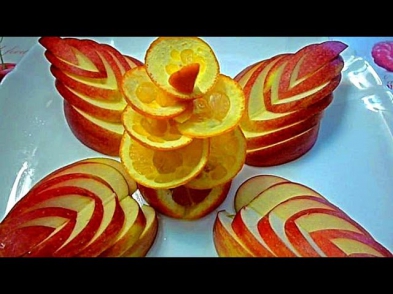 Украшения из яблока и апельсина. Как красиво оформить стол. Decorations of fruits