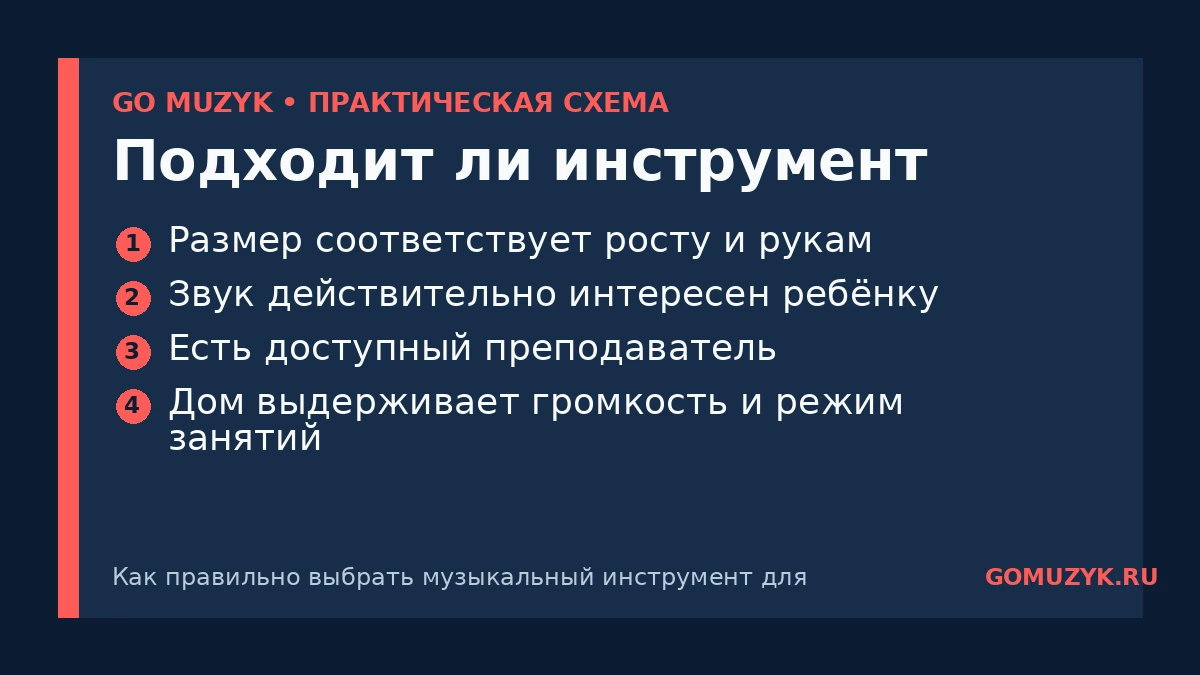 Подходит ли инструмент — памятка GO MUZYK
